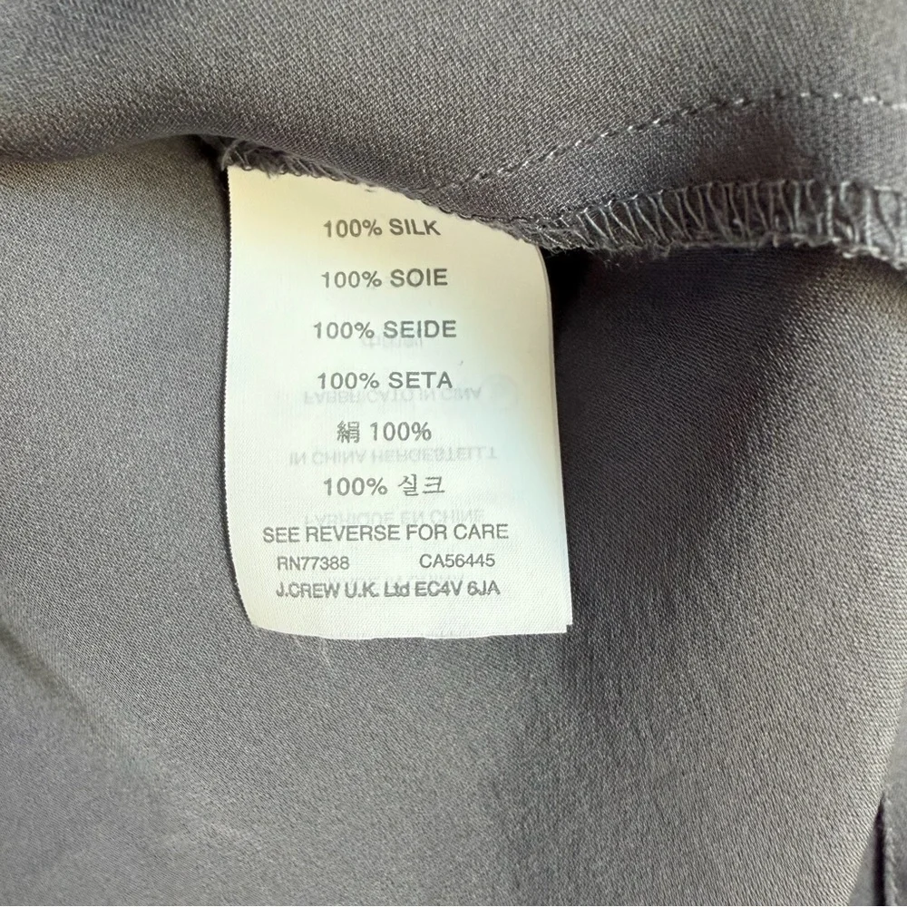J. Crew Slate Grey Silk Button-Up Shirt | 0